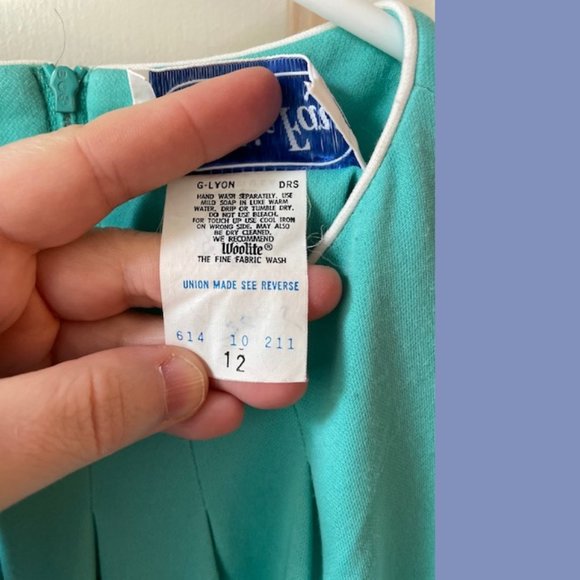 Vintage Leslie Fay Turquoise Tea Dress - Picture 8 of 10